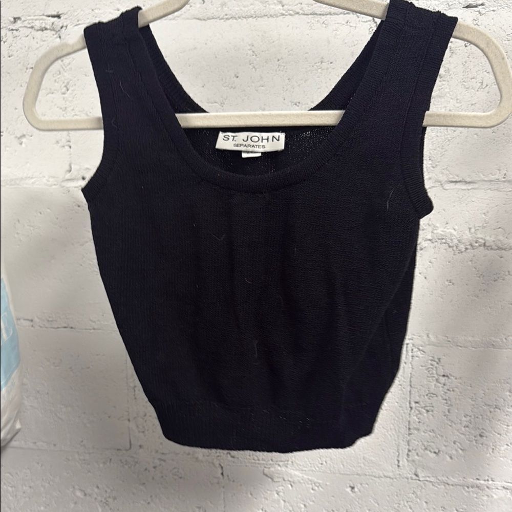 St. John Black Fitted Crop Tank Top Knit SIZE P - Like New